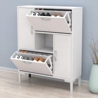 ΠΑΠΟΥΤΣΟΘΗΚΗ MEDY HM18187.03 ΜΕΛΑΜΙΝΗ ΣΕ ΛΕΥΚΟ-ΛΕΥΚΑ ΠΟΔΙΑ 86,5x30x109Υεκ
