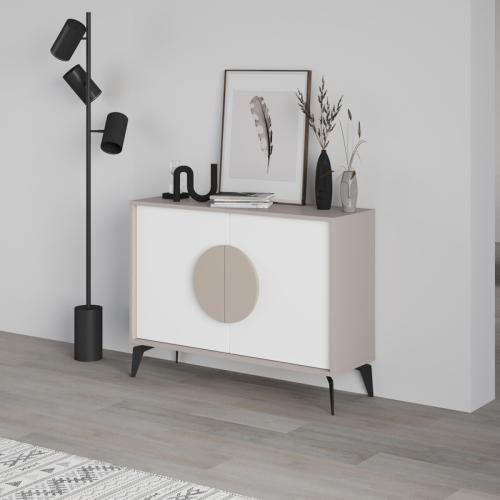 Μπουφές Gora pakoworld σε μόκα - λευκή απόχρωση 110x35.6x82εκ