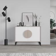 Μπουφές Gora pakoworld σε μόκα - λευκή απόχρωση 110x35.6x82εκ