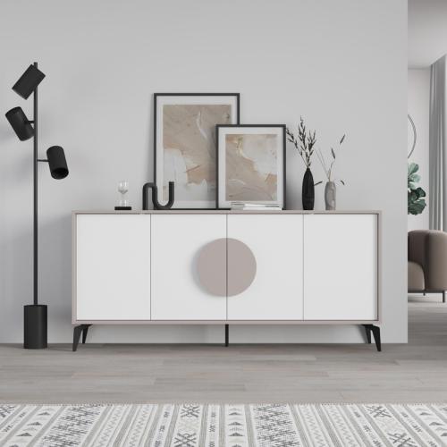 Μπουφές Gora pakoworld σε λευκή με μόκα απόχρωση  180x35.6x82εκ
