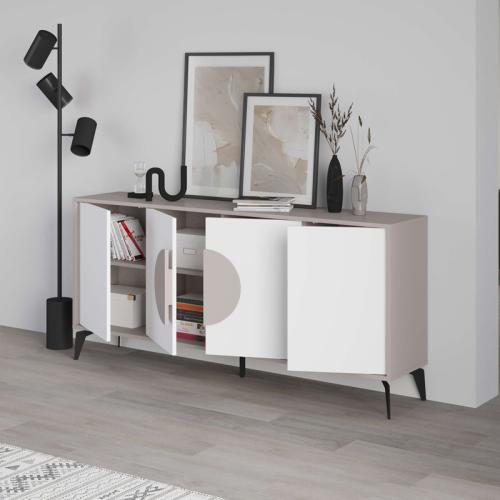 Μπουφές Gora pakoworld σε λευκή με μόκα απόχρωση  180x35.6x82εκ