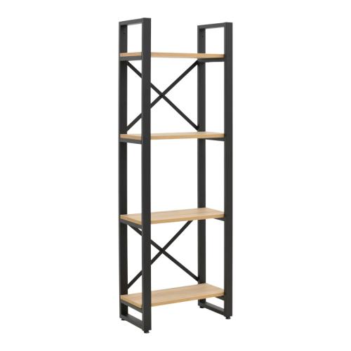 Βιβλιοθήκη Crimson pakoworld σε oak-μαύρη απόχρωση 50x22x150εκ
