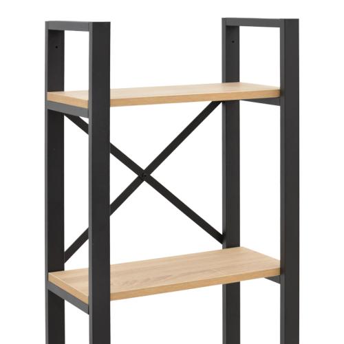 Βιβλιοθήκη Crimson pakoworld σε oak-μαύρη απόχρωση 50x22x150εκ