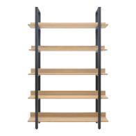Βιβλιοθήκη Almond pakoworld σε oak-μαύρη απόχρωση 120x29x185εκ