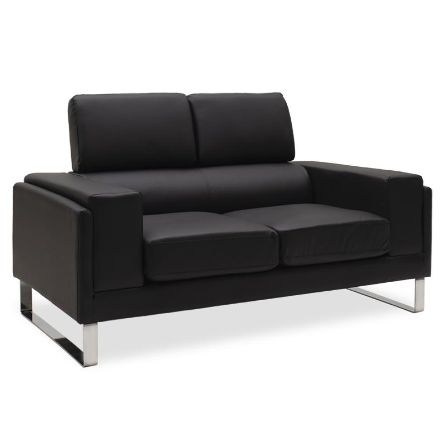 Καναπές Shea pakoworld 2θέσιος pu μαύρο-inox 158x80x87εκ Καναπές Shea pakoworld 2θέσιος pu μαύρο-inox 158x80x87εκ