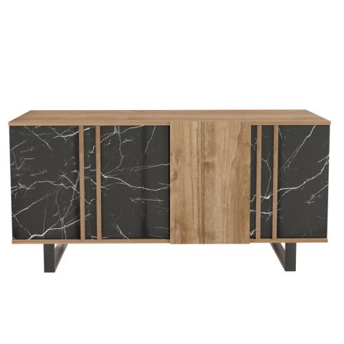 Μπουφές Amanda pakoworld καρυδί-μαύρο 160x40x78.5εκ