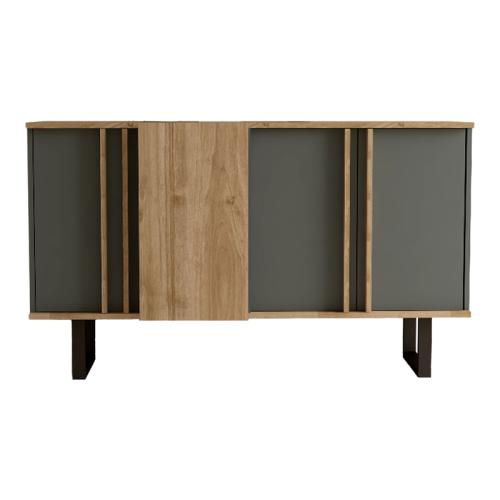 Μπουφές Amanda I pakoworld σε ανθρακί-καρυδί απόχρωση 160x74x79εκ