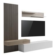 Σύνθετο σαλονιού Litende pakoworld σε λευκή-sonoma απόχρωση 249.4x42.2x199.5εκ