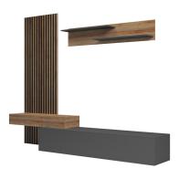 Σύνθετο σαλονιού Litende pakoworld σε ανθρακί-oak απόχρωση 249.4x42.2x199.5εκ