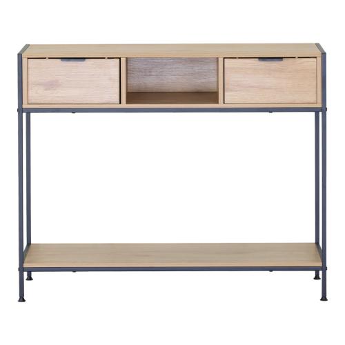 Κονσόλα Regando pakoworld σε oak απόχρωση με μαύρο μέταλλο 100x35x80εκ