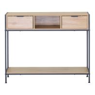 Κονσόλα Regando pakoworld σε oak απόχρωση με μαύρο μέταλλο 100x35x80εκ