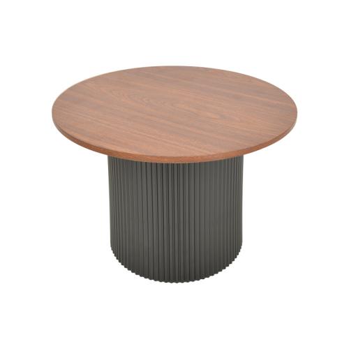 Τραπέζι σαλονιού Dovel pakoworld mdf σε καρυδί-μαυρη απόχρωση Φ70x40εκ