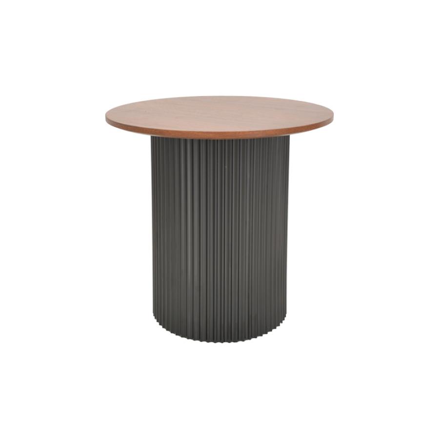Βοηθητικό τραπέζι Dovel pakoworld mdf σε καρυδί-μαύρη απόχρωση Φ50x45εκ Βοηθητικό τραπέζι Dovel pakoworld mdf σε καρυδί-μαύρη απόχρωση Φ50x45εκ