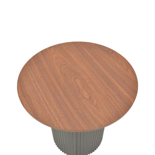 Βοηθητικό τραπέζι Dovel pakoworld mdf σε καρυδί-μαύρη απόχρωση Φ50x45εκ