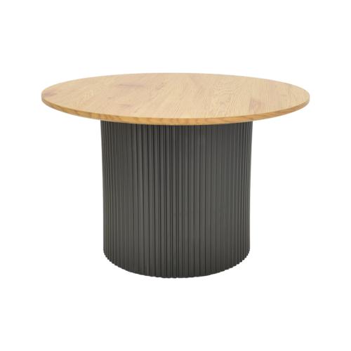 Τραπέζι σαλονιού Dovel pakoworld mdf σε sonoma-μαυρη απόχρωση Φ70x40εκ