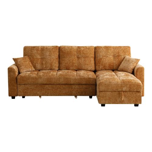 Γωνιακός αναστρέψιμος καναπές κρεβάτι Comfie pakoworld με αποθηκευτικό χώρο camel ύφασμα 267x159x97εκ