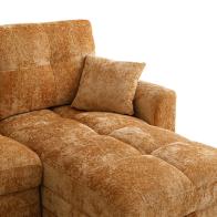 Γωνιακός αναστρέψιμος καναπές κρεβάτι Comfie pakoworld με αποθηκευτικό χώρο camel ύφασμα 267x159x97εκ