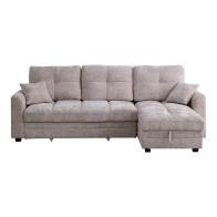 Γωνιακός αναστρέψιμος καναπές κρεβάτι Comfie pakoworld με αποθηκευτικό χώρο μπεζ ύφασμα 267x159x97εκ