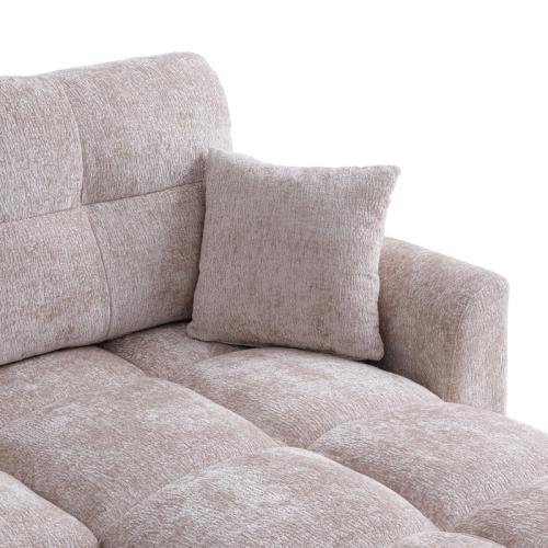 Γωνιακός αναστρέψιμος καναπές κρεβάτι Comfie pakoworld με αποθηκευτικό χώρο μπεζ ύφασμα 267x159x97εκ