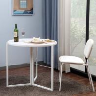 Τραπέζι πτυσσόμενο Talen pakoworld σε λευκή απόχρωση Φ80x74εκ