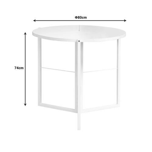 Τραπέζι πτυσσόμενο Talen pakoworld σε λευκή απόχρωση Φ80x74εκ