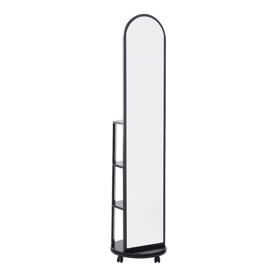 Καθρέπτης τροχήλατος Espero pakoworld mdf με ράφια σε μαύρη απόχρωση Φ34x170εκ