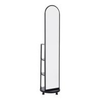 Καθρέπτης τροχήλατος Espero pakoworld mdf με ράφια σε μαύρη απόχρωση Φ34x170εκ