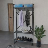 Έπιπλο εισόδου Levento pakoworld ανθρακί με μαύρο μεταλλικό σκελετό 88x34x180εκ