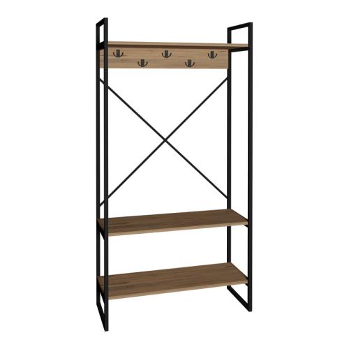 Έπιπλο εισόδου Levento pakoworld oak με μαύρο μεταλλικό σκελετό 88x34x180εκ