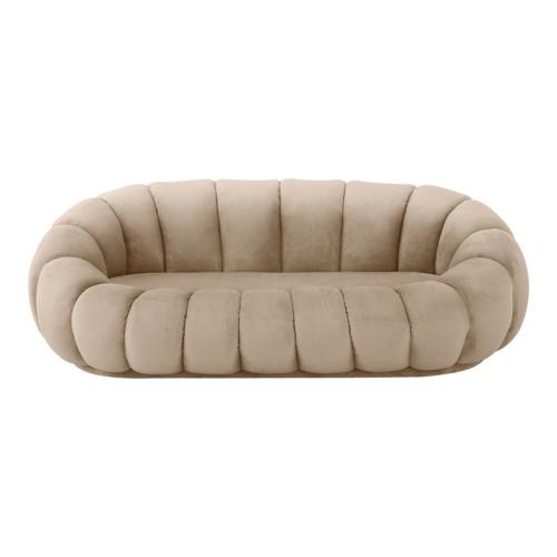 Καναπές Embrace pakoworld βελούδο σε μπεζ  απόχρωση 180x105x65εκ