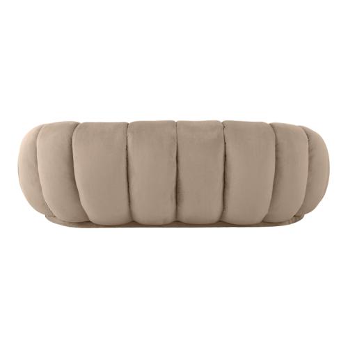 Καναπές Embrace pakoworld βελούδο σε μπεζ  απόχρωση 180x105x65εκ