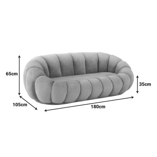 Καναπές Embrace pakoworld βελούδο σε μπεζ  απόχρωση 180x105x65εκ