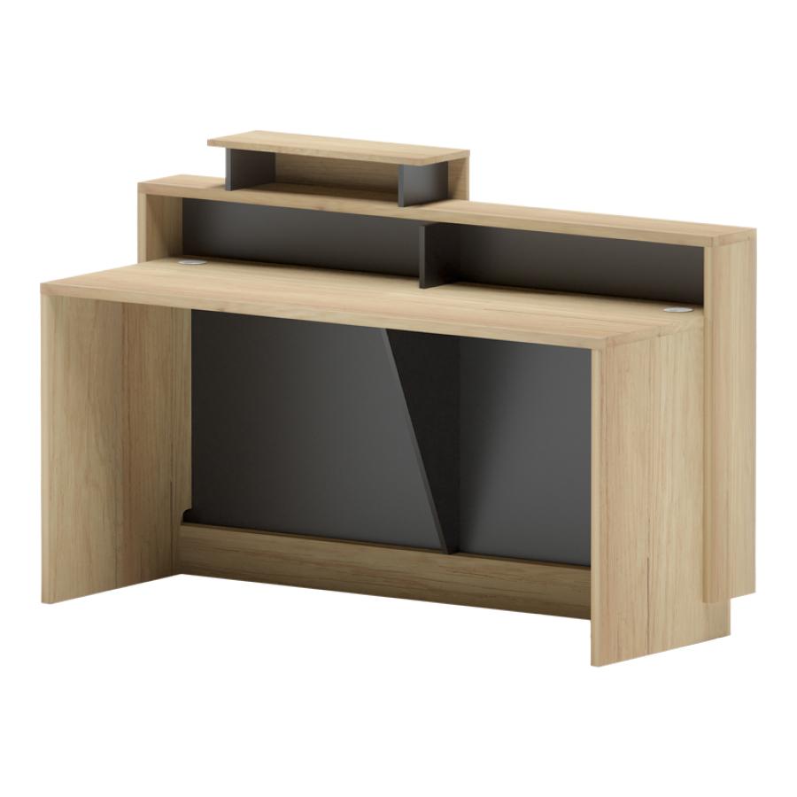 Γραφείο reception Lotus pakoworld σε φυσική-ανθρακί απόχρωση 160x60x105εκ