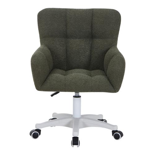 Καρέκλα γραφείου εργασίας Givole pakoworld σε λαδί μπουκλέ ύφασμα 55x55x75-84εκ