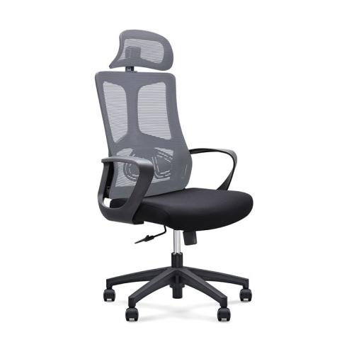 BF8600 Πολυθρόνα Γραφείου Διευθυντή, Mesh Γκρι, Ύφασμα Μαύρο