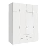 Ντουλάπα τετράφυλλη με συρτάρια Royal pakoworld σε λευκή απόχρωση 200x58x230εκ