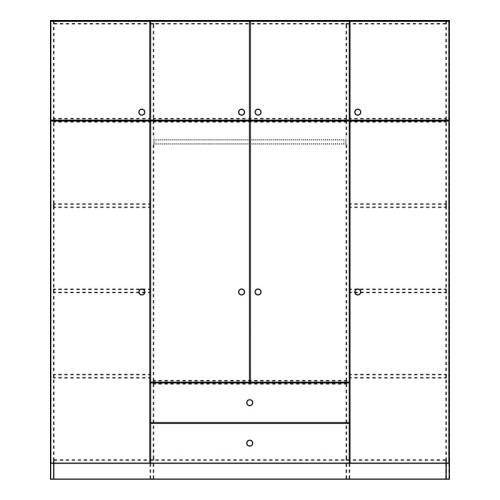 Ντουλάπα τετράφυλλη με συρτάρια Royal pakoworld σε sonoma απόχρωση 200x58x230εκ