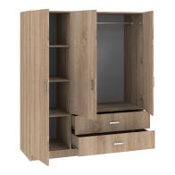 Ντουλάπα τρίφυλλη Royal pakoworld με συρτάρια sonoma 150x58x177εκ