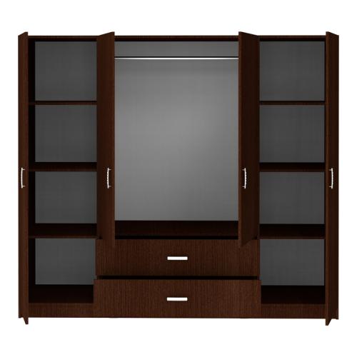 Ντουλάπα τετράφυλλη Royal pakoworld με συρτάρια wenge 200x58x177εκ