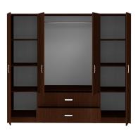 Ντουλάπα τετράφυλλη Royal pakoworld με συρτάρια wenge 200x58x177εκ