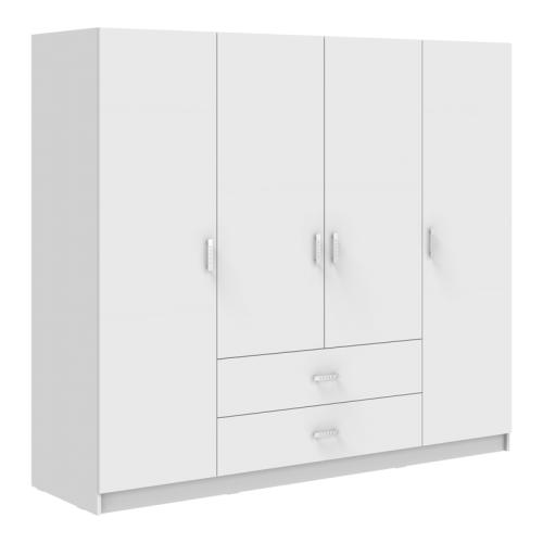 Ντουλάπα τετράφυλλη Royal pakoworld με συρτάρια λευκό 200x58x177εκ