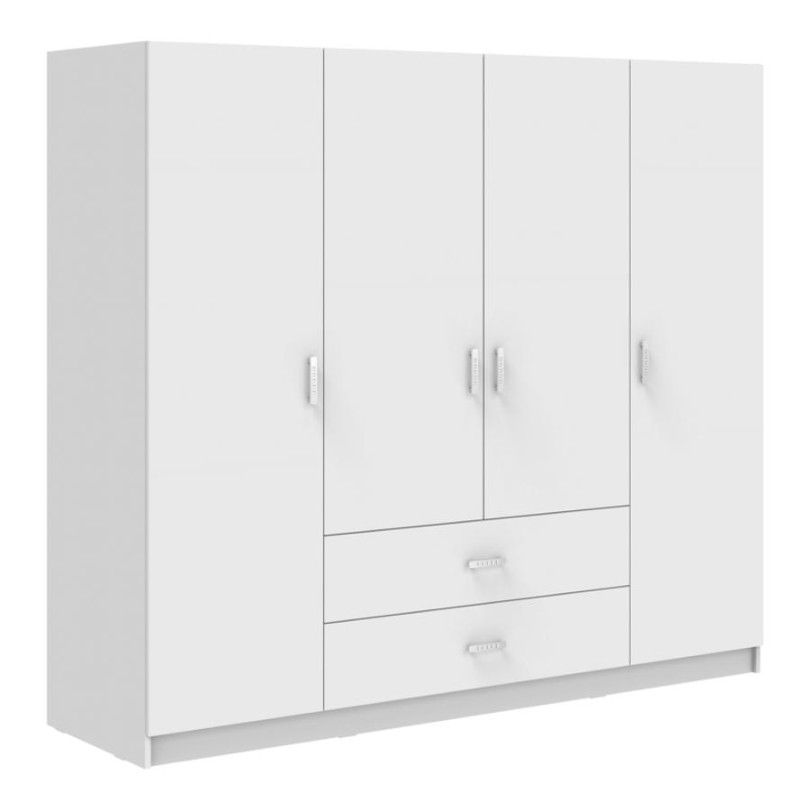 Ντουλάπα τετράφυλλη Royal pakoworld με συρτάρια λευκό 200x58x177εκ