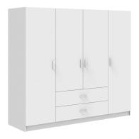 Ντουλάπα τετράφυλλη Royal pakoworld με συρτάρια λευκό 200x58x177εκ