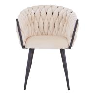 Πολυθρόνα Vivian pakoworld μπεζ βελούδο-πόδι μαύρο μέταλλο 61x55x80εκ