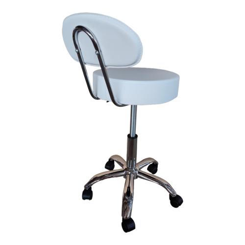 Σκαμπό γραφείου-εργασίας τροχήλατο με πλάτη Tebere pakoworld pu σε λευκή απόχρωση 35x35x65-77εκ