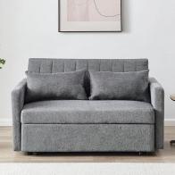TEMPO-W Καναπές - Κρεβάτι, Με ανάκλιση πλάτης, Ύφασμα Γκρι