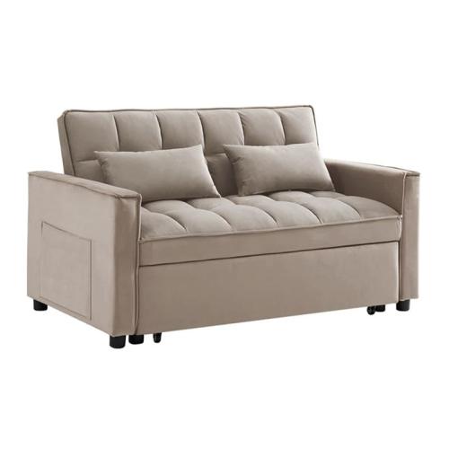 TEMPO Καναπές - Κρεβάτι, Με ανάκλιση πλάτης, Ύφασμα Velure Μπεζ