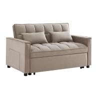 TEMPO Καναπές - Κρεβάτι, Με ανάκλιση πλάτης, Ύφασμα Velure Μπεζ