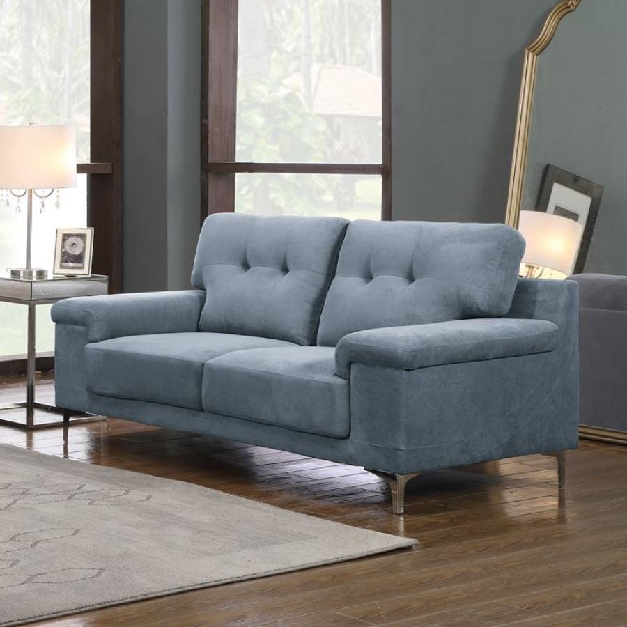 NOTE Kαναπές Σαλονιού - Καθιστικού 2Θέσιος, Ύφασμα Water Repellent Μπλε - Γκρι