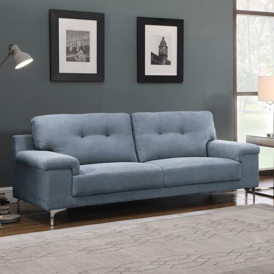 NOTE Kαναπές Σαλονιού - Καθιστικού 3Θέσιος, Ύφασμα Water Repellent Μπλε - Γκρι